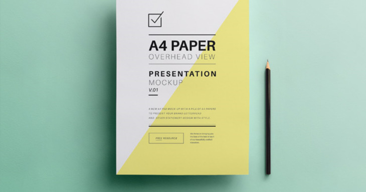 Overhead A4 PSD Paper Mock-Up