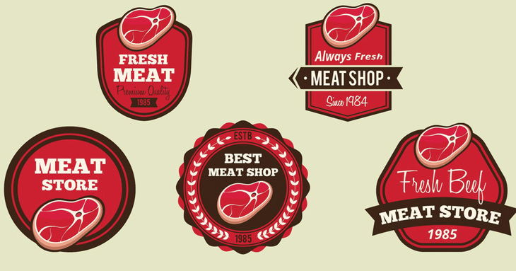 Labels Set For Meat Shops