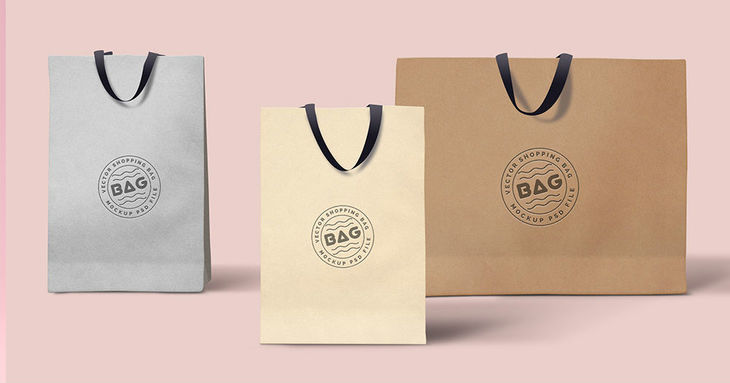 Shopping Bags PSD Template Triple Mockup
