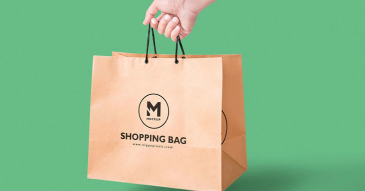 Free  Handheld  Paper Bag Mockup