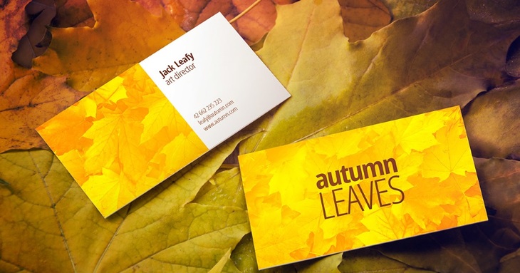 Free Autumn Leaves Business Card Mockup
