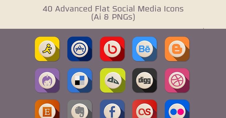 Advanced Flat Social Media Icon Set