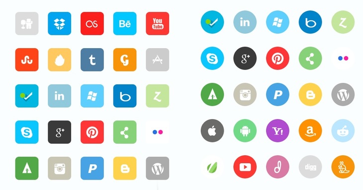 Premium Flat Social Icon Set