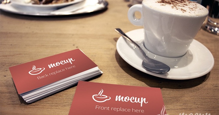Free Business Card Mockup WIth Cup of Coffie